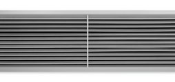 Rejillas de ventilación fabricadas en aluminio con lamas horizontales regulables de manera individual y marco frontal
